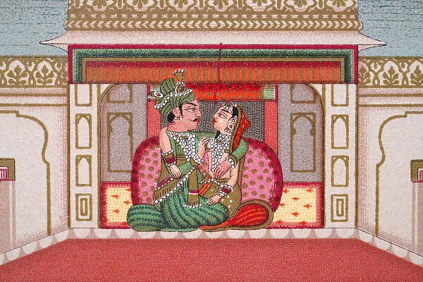Indian couple in the Palace of Delights, Mughal India