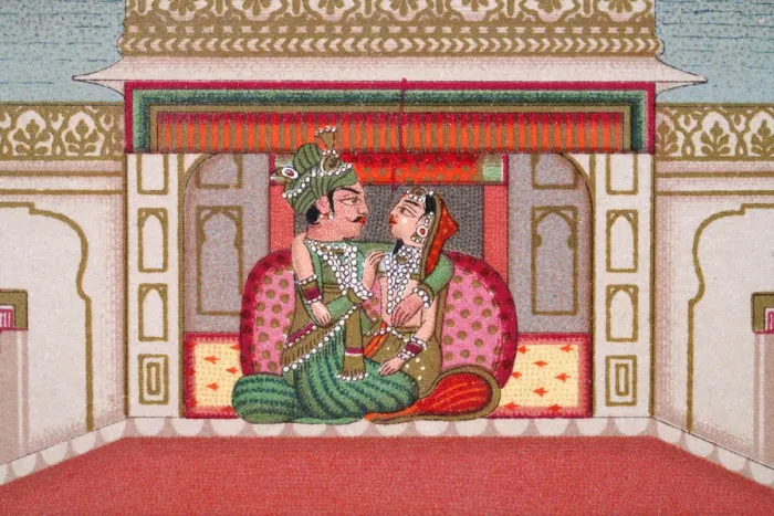 Framed Print : Indian couple in the Palace of Delights, Mughal India