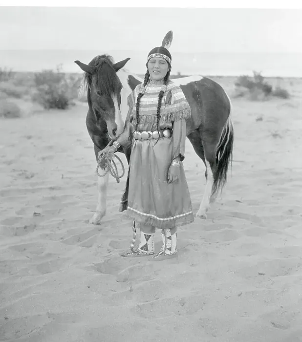 Framed Print : Indian Girl Posing with Horse Framed Print : Indian Girl Posing with Horse