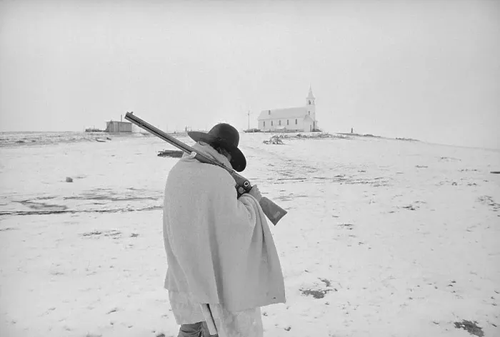 Framed Print : Indian Protecting His Face from Cold and Identity