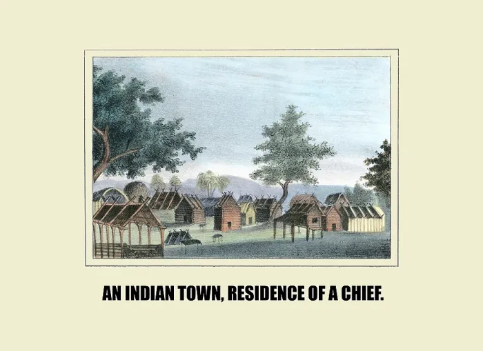 Framed Print : An Indian town, residence of a chief Framed Print : An Indian town, residence of a chief
