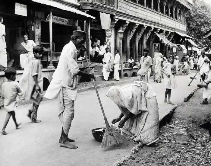 Framed Print : Indian Villagers Sweeping Street Framed Print : Indian Villagers Sweeping Street