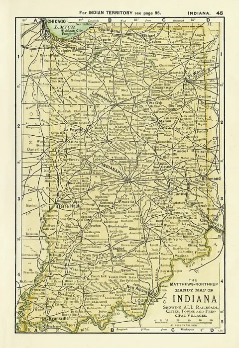 Framed Print : Indiana map 1898 Framed Print : Indiana map 1898