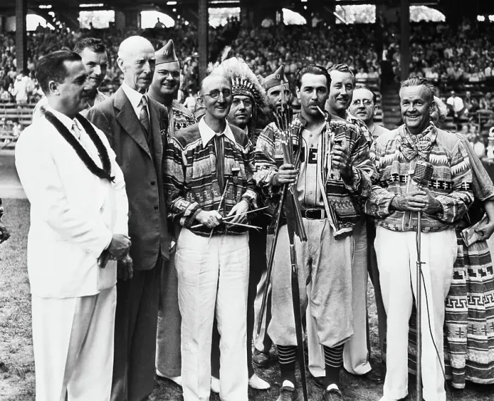 Framed Print : Indians Players Pose In Seminole Costume Framed Print : Indians Players Pose In Seminole Costume