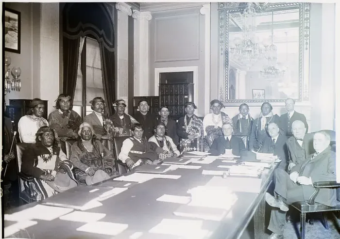 Framed Print : Indians Seated With Commisioner Burke Framed Print : Indians Seated With Commisioner Burke