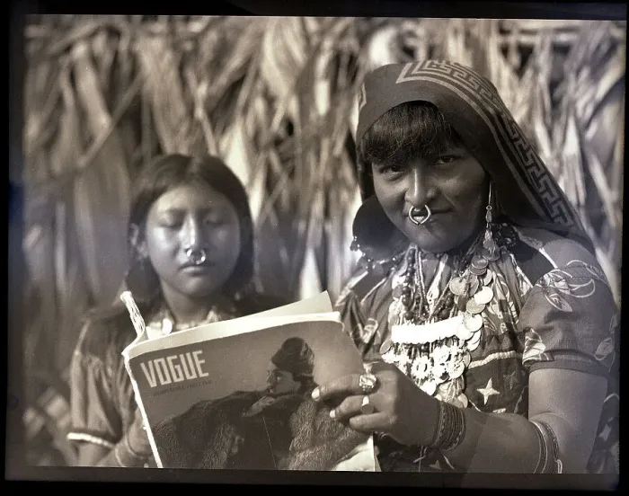 Framed Print : Indigenous Woman Reading Magazine Framed Print : Indigenous Woman Reading Magazine