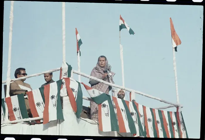 Framed Print : Indira Gandhi Giving a Speech from a Platform Framed Print : Indira Gandhi Giving a Speech from a Platform
