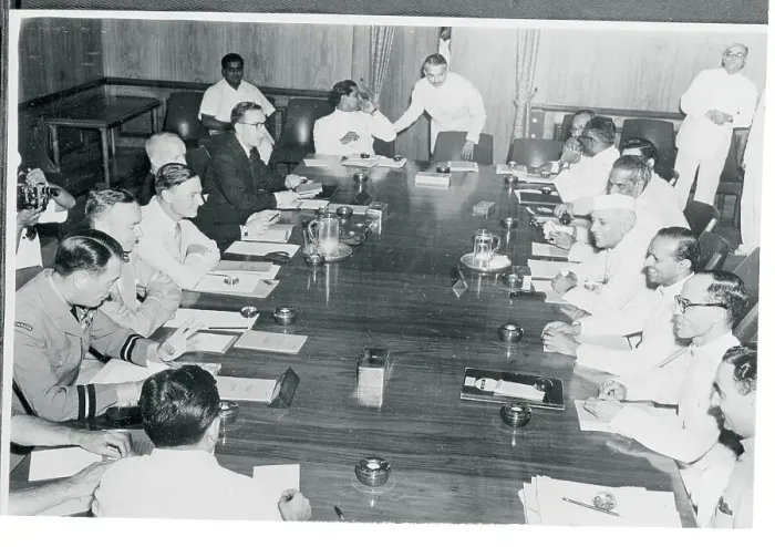 Framed Print : Indochina Truce Attendees Sitting at Conference Table Framed Print : Indochina Truce Attendees Sitting at Conference Table