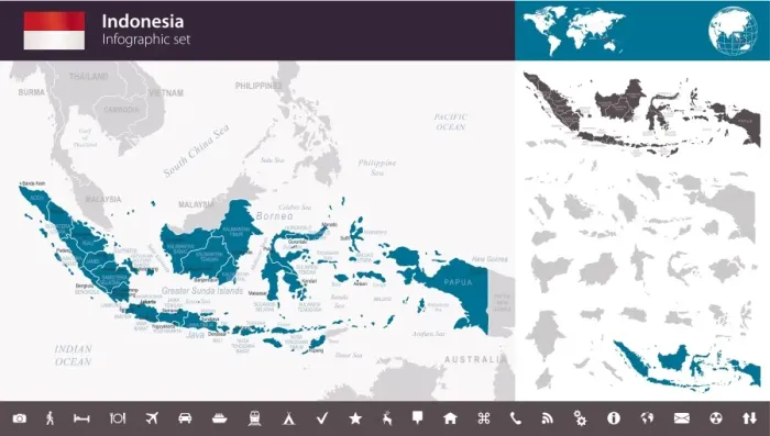 Framed Print : Indonesia - Infographic map - illustration Framed Print : Indonesia - Infographic map - illustration