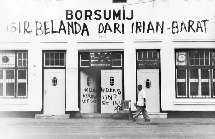 Framed Print : Indonesian Slogans Daubed on Dutch Properties Framed Print : Indonesian Slogans Daubed on Dutch Properties