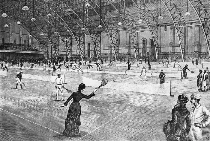 Framed Print : Indoor Lawn Tennis; Woodcut; Armory; Framed Print : Indoor Lawn Tennis; Woodcut; Armory;