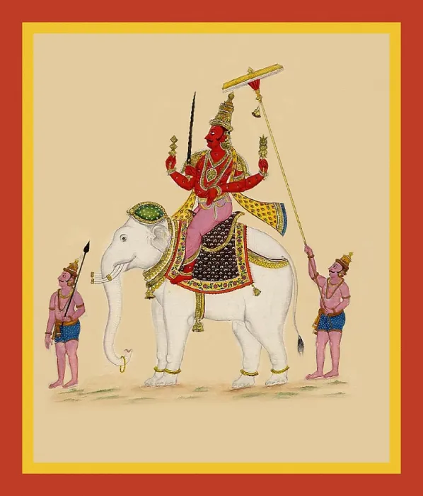 Framed Print : Indra, guardian of the east, rides on his elephant Framed Print : Indra, guardian of the east, rides on his elephant