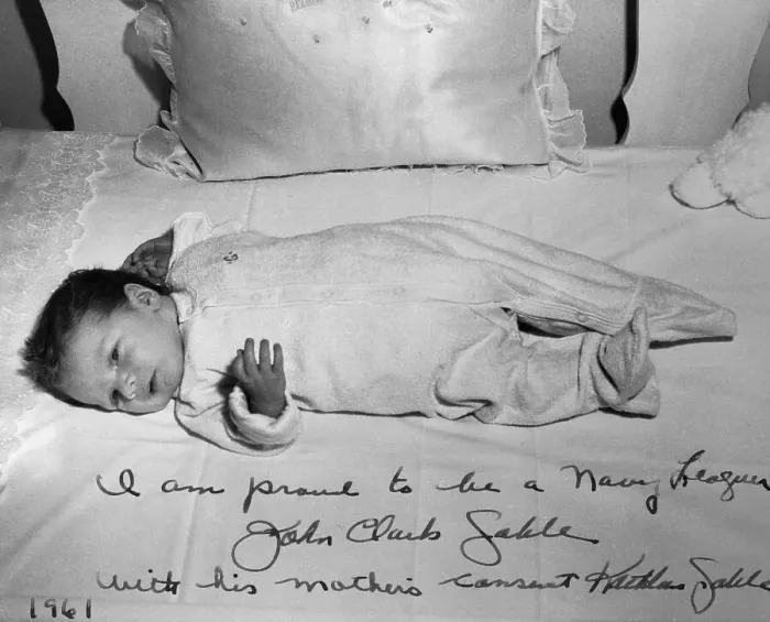 Framed Print : Infant John Clark Gable Lying on Bed Framed Print : Infant John Clark Gable Lying on Bed