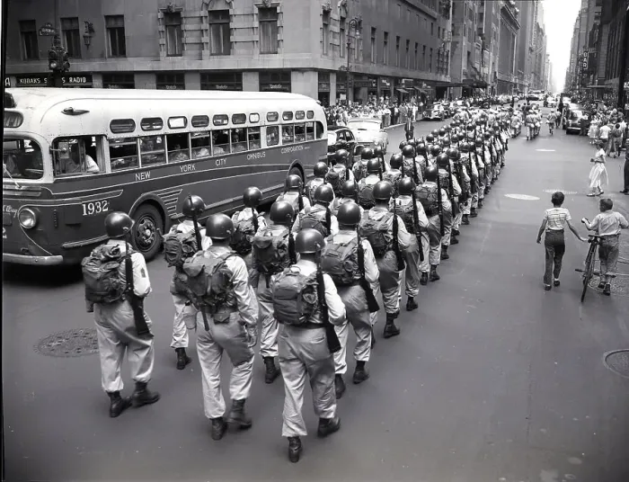 Framed Print : Infantry Marching Up Street Framed Print : Infantry Marching Up Street