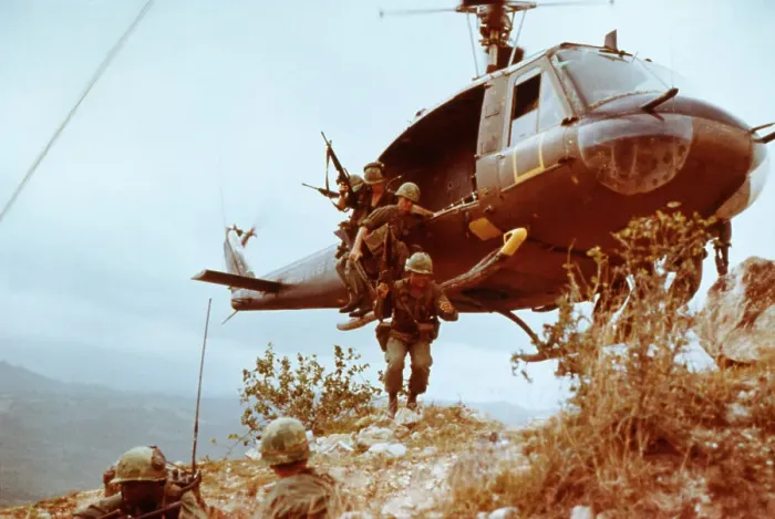 Framed Print : Infantrymen Leaving Helicopter Framed Print : Infantrymen Leaving Helicopter
