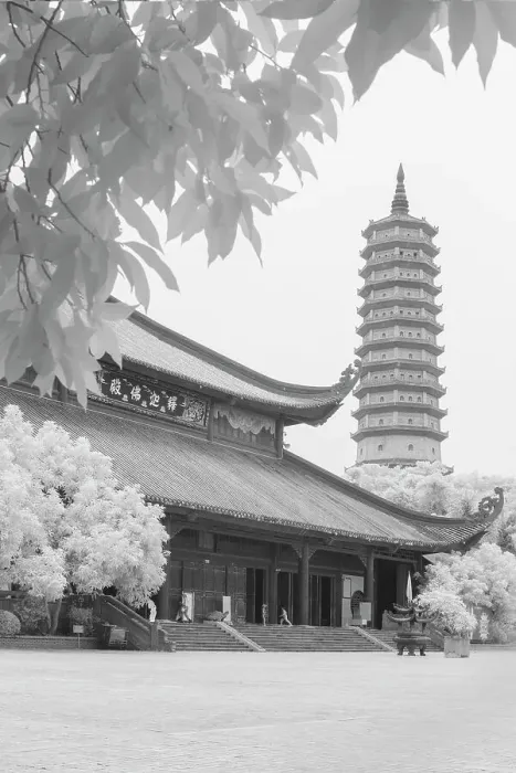 Framed Print : Infrared image of Chua Bai Dinh temple in the provice of Ninh Binh in Vietnam Framed Print : Infrared image of Chua Bai Dinh temple in the provice of Ninh Binh in Vietnam