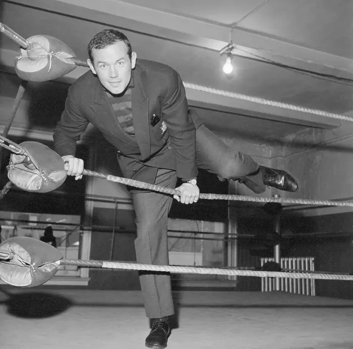 Framed Print : Ingemar Johansson Climbing Through Ropes Framed Print : Ingemar Johansson Climbing Through Ropes