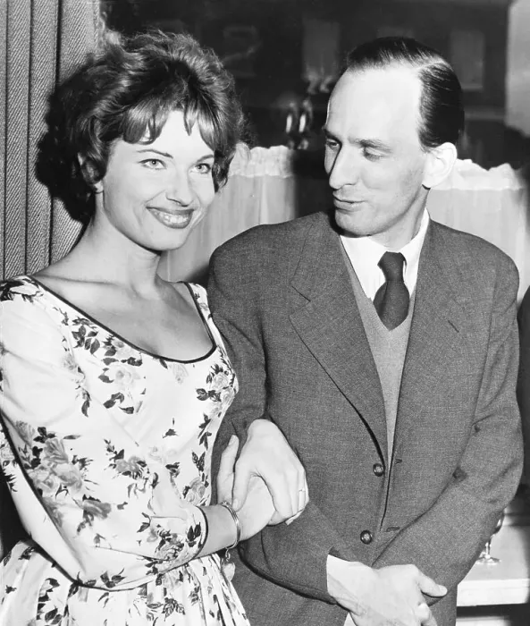 Framed Print : Ingmar Bergman with Gunnel Lindblom on Arm Framed Print : Ingmar Bergman with Gunnel Lindblom on Arm