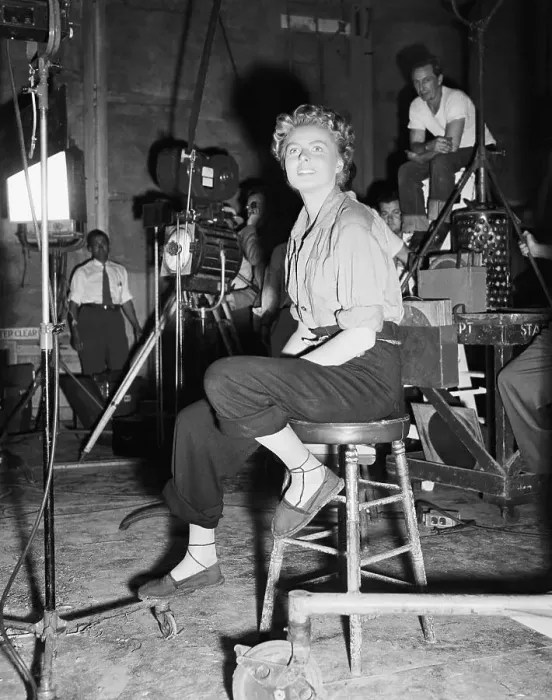 Framed Print : Ingrid Bergman on Film Set