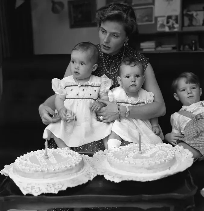 Framed Print : Ingrid Bergman Holding Twin Daughters Framed Print : Ingrid Bergman Holding Twin Daughters