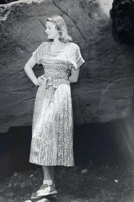 Framed Print : Ingrid Bergman Leaning Against Rock Framed Print : Ingrid Bergman Leaning Against Rock
