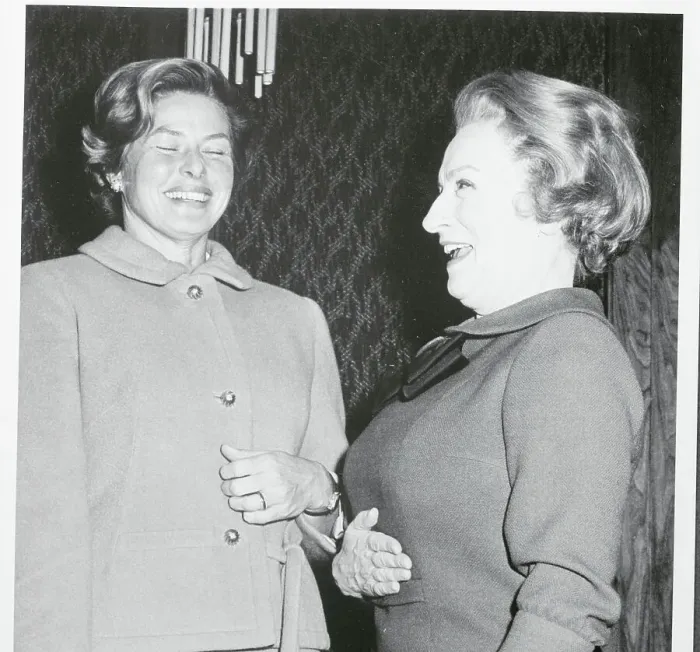 Framed Print : Ingrid Bergman and Mildred Natwick Laughing Framed Print : Ingrid Bergman and Mildred Natwick Laughing