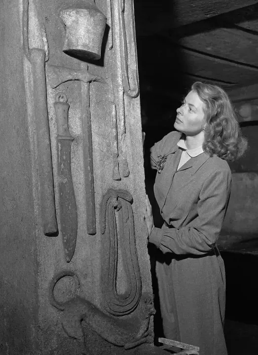Framed Print : Ingrid Bergman Observing Ancient Handiworks Framed Print : Ingrid Bergman Observing Ancient Handiworks