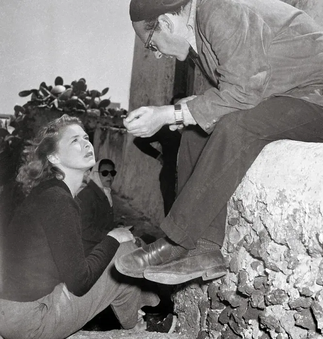 Framed Print : Ingrid Bergman and Roberto Rossellini Conversing Outdoors Framed Print : Ingrid Bergman and Roberto Rossellini Conversing Outdoors