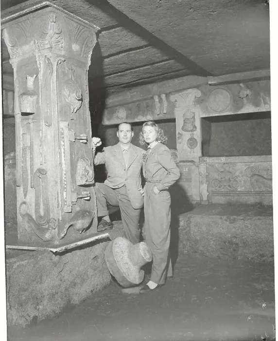 Framed Print : Ingrid Bergman and Roberto Rossellini Posing Inside Ancient Ruins Framed Print : Ingrid Bergman and Roberto Rossellini Posing Inside Ancient Ruins