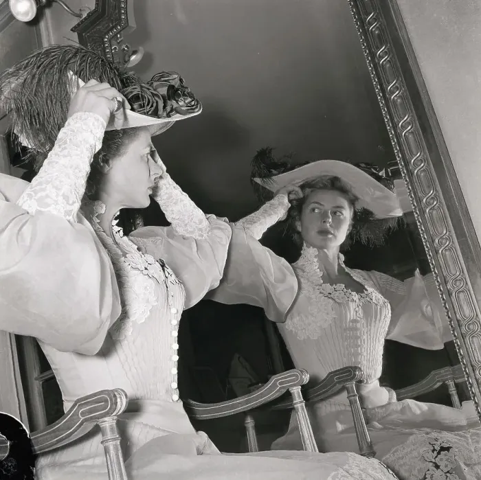 Framed Print : Ingrid Bergman Trying on Film Costume