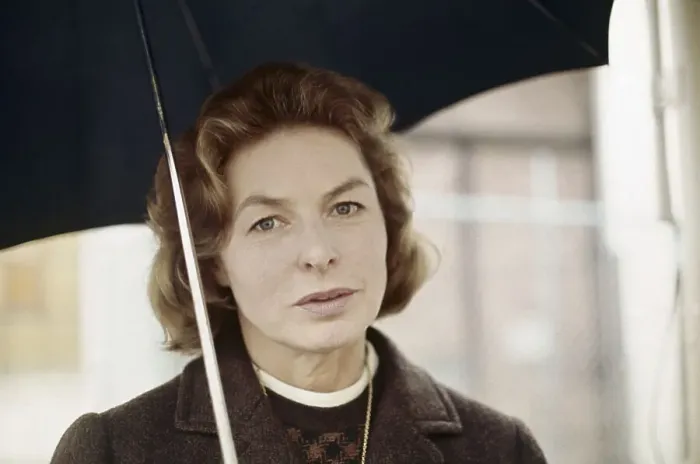 Framed Print : Ingrid Berman Under an Umbrella Framed Print : Ingrid Berman Under an Umbrella