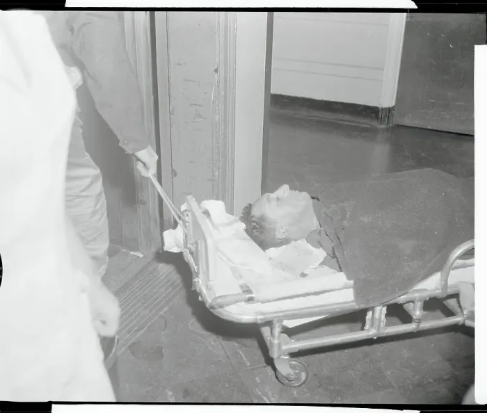 Framed Print : Injured Eddie Arcaro at Hospital Framed Print : Injured Eddie Arcaro at Hospital