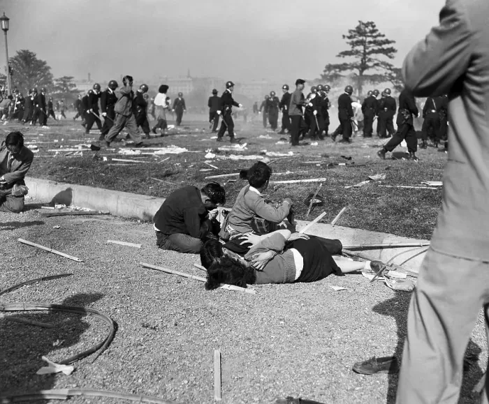 Framed Print : Injured Japanese After May Day Riots 1952