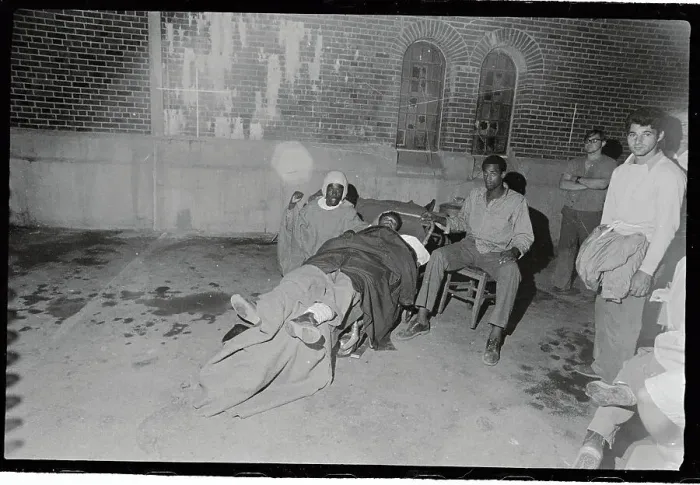 Framed Print : Injured Prisoners Sitting in Makeshift Hospital Framed Print : Injured Prisoners Sitting in Makeshift Hospital