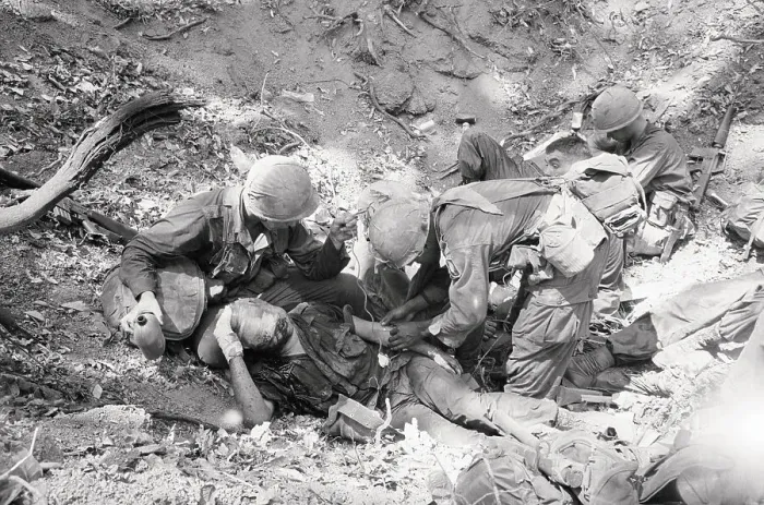 Framed Print : Injured Soldier in Vietnam War Framed Print : Injured Soldier in Vietnam War
