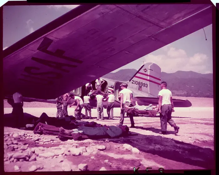 Framed Print : Injured Soldiers Being Transported in Airplanes