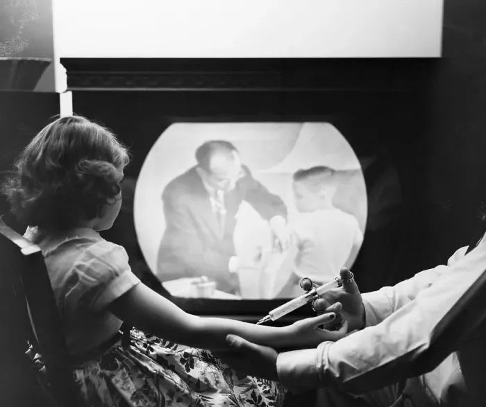 Framed Print : Inoculated Child Watching Television Framed Print : Inoculated Child Watching Television