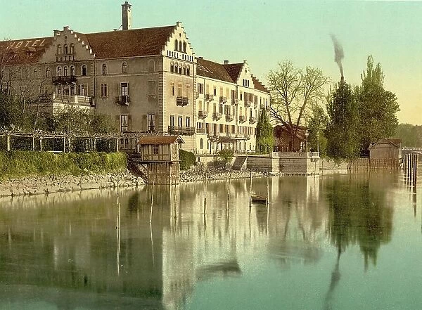 Insel Hotel in Constance on Lake Constance, Baden-Wuerttemberg, Germany, Historic, digitally restored reproduction of a photochromic print from the 1890s