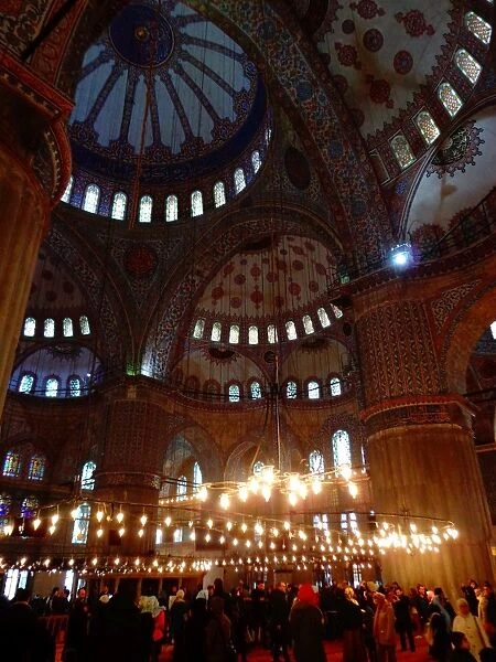 Inside the Blue Mosque in Istanbul, Turkey