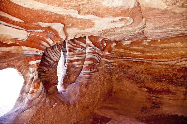 Inside colorful cave at Petra