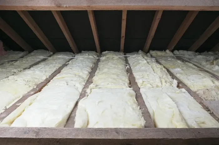 Framed Print : Insulation blanket in roof Framed Print : Insulation blanket in roof