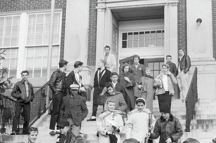 Framed Print : Integrated Student Group on School Steps Framed Print : Integrated Student Group on School Steps