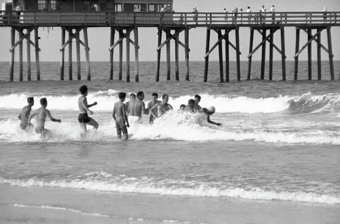 Framed Print : Integrationists Attacked at All White Beach Framed Print : Integrationists Attacked at All White Beach