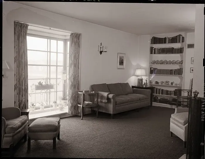 Framed Print : Interior of 1950s Living Room