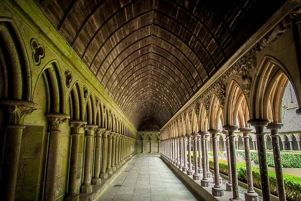 Interior of abbatial church Mont Saint-Michel, Normandy, France