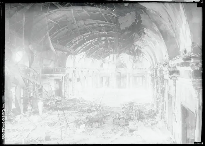 Framed Print : Interior of Burnt Ballroom