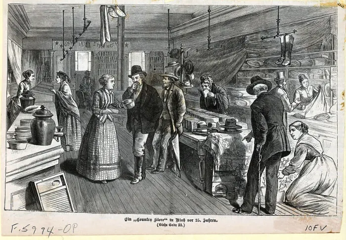 Framed Print : Interior Of Country General Store, 1870 Framed Print : Interior Of Country General Store, 1870