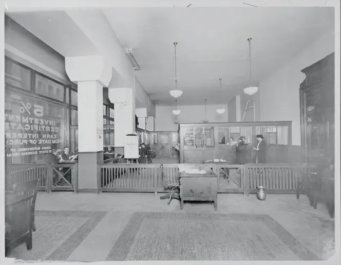 Framed Print : Interior of an Early American Bank Framed Print : Interior of an Early American Bank
