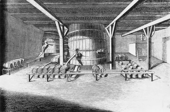 Framed Print : Interior of an Early Beer Making Plant Framed Print : Interior of an Early Beer Making Plant