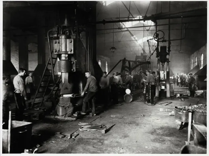 Framed Print : Interior Of Factory; Men At Work Framed Print : Interior Of Factory; Men At Work